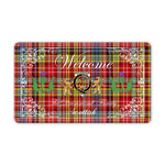 Doormat - Welcome Mat Scottish Clan Drummond Of Strathallan Tartan Door Mat, Plaid Doormat With Thistle and Two Lion Scottish
