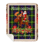 Personalized Gift Plaid Tartan Blanket Clan Watson Modern With Moose Lover Xmas Gift Santa Riding Buffalo Plaid Christmas Sherpa Blanket