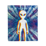 Scotstee Shop - Scotstee Shop Blanket Believe With Me - Funny Alien Groovy Tie Dye Blue Purple & Magenta Hippie Fleece Blanket