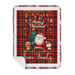 Personalized Gift Tartan Plaid Blanket Clan Innes With Funny Santa Snowman Reindeer Merry Christmas Gift Sherpa Blanket, blue plaid sherpa blanket,blue tartan sherpa blanket,Buchan,buffalo plaid sherpa blanket,christmas sherpa blanket,Christmas Throw Blanket