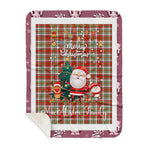 Personalized Gift Tartan Plaid Blanket Clan MacAlister Dress With Funny Santa Snowman Reindeer Merry Christmas Gift Sherpa Blanket, blue plaid sherpa blanket,blue tartan sherpa blanket,Buchan,buffalo plaid sherpa blanket,christmas sherpa blanket,Christmas Throw Blanket