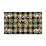 Doormat - Welcome Mat Scottish Clan Dunlop Hunting Tartan Door Mat, Plaid Doormat With Thistle and Two Lion Scottish