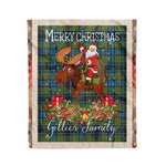 Personalized Gift Plaid Tartan Blanket Clan Gillies With Moose Lover Xmas Gift Santa Riding Christmas Fleece Blanket