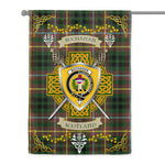House Flag - Buchanan Hunting Irish Shield Celtic Cross Tartan Garden Flag St Patrick's Day Garden Flag