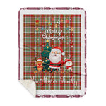 Personalized Gift Tartan Plaid Blanket Clan MacAlister Dress With Funny Santa Snowman Reindeer Merry Christmas Gift Sherpa Blanket, blue plaid sherpa blanket,blue tartan sherpa blanket,Buchan,buffalo plaid sherpa blanket,christmas sherpa blanket,Christmas Throw Blanket