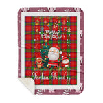 Personalized Gift Tartan Plaid Blanket Clan Fenton With Funny Santa Snowman Reindeer Merry Christmas Gift Sherpa Blanket, blue plaid sherpa blanket,blue tartan sherpa blanket,Buchan,buffalo plaid sherpa blanket,christmas sherpa blanket,Christmas Throw Blanket