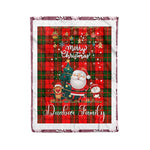 Personalized Gift Tartan Plaid Blanket Clan Dunbar Modern With Funny Santa Snowman Reindeer Merry Christmas Fleece Blanket, Home Living Room, Plaid Blanket, Tartan Blanket, Scottish Blanket, Buffalo fleece blanket, Christmas Blanket