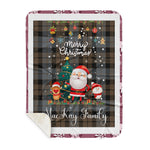 Personalized Gift Tartan Plaid Blanket Clan MacKay Weathered With Funny Santa Snowman Reindeer Merry Christmas Gift Sherpa Blanket, blue plaid sherpa blanket,blue tartan sherpa blanket,Buchan,buffalo plaid sherpa blanket,christmas sherpa blanket,Christmas Throw Blanket