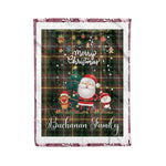 Personalized Gift Tartan Plaid Blanket Clan Buchanan Hunting With Funny Santa Snowman Reindeer Merry Christmas Fleece Blanket, Home Living Room, Plaid Blanket, Tartan Blanket, Scottish Blanket, Buffalo fleece blanket, Christmas Blanket