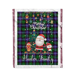 Personalized Gift Tartan Plaid Blanket Clan Hunter Modern With Funny Santa Snowman Reindeer Merry Christmas Fleece Blanket, Christmas Blanket, Plaid Blanket, Tartan Blanket,Scottish Blanket