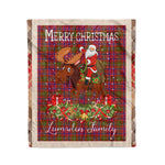 Personalized Gift Plaid Tartan Blanket Clan Lumsden Modern With Moose Lover Xmas Gift Santa Riding Christmas Fleece Blanket