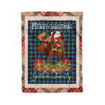 Personalized Gift Plaid Tartan Blanket Clan Guthrie With Moose Lover Xmas Gift Santa Riding Christmas Fleece Blanket