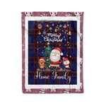 Personalized Gift Tartan Plaid Blanket Clan Home Modern With Funny Santa Snowman Reindeer Merry Christmas Fleece Blanket, Christmas Blanket, Plaid Blanket, Tartan Blanket,Scottish Blanket