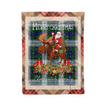 Personalized Gift Plaid Tartan Blanket Clan Blackwatch Dress Modern With Moose Lover Xmas Gift Santa Riding Christmas Fleece Blanket