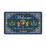 Doormat - Welcome Mat Scottish Clan Edmonstone Tartan Door Mat, Plaid Doormat With Thistle and Two Lion Scottish