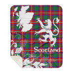 Sherpa Blanket - Tartan Blanket Thistle and Lion Scottish Clan Hopkirk Plaid Blanket, plaid sherpa blanket queen,purple sherpa blanket,queen sherpa blanket,queen size sherpa blanket,red sherpa blanket,scottish tartan blankets,sherpa blanket,sherpa christmas blanket