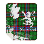 Sherpa Blanket - Tartan Blanket Thistle and Lion Scottish Clan McGeachie Plaid Blanket, plaid sherpa blanket queen,purple sherpa blanket,queen sherpa blanket,queen size sherpa blanket,red sherpa blanket,scottish tartan blankets,sherpa blanket,sherpa christmas blanket