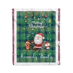Personalized Gift Tartan Plaid Blanket Clan Kennedy Ancient With Funny Santa Snowman Reindeer Merry Christmas Fleece Blanket, Home Living Room, Plaid Blanket, Tartan Blanket, Scottish Blanket, Buffalo fleece blanket, Christmas Blanket