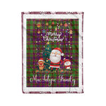 Personalized Gift Tartan Plaid Blanket Clan MacIntyre Of Glenorchy With Funny Santa Snowman Reindeer Merry Christmas Fleece Blanket, Home Living Room, Plaid Blanket, Tartan Blanket, Scottish Blanket, Buffalo fleece blanket, Christmas Blanket