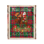 Personalized Gift Plaid Tartan Blanket Clan MacCulloch With Moose Lover Xmas Gift Santa Riding Christmas Fleece Blanket