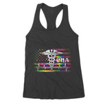 Womens American Flag Tie Dye CNA Costume CNA For Women Women's Tank Top - Scotstee Shop