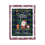 Personalized Gift Tartan Plaid Blanket Clan Forbes With Funny Santa Snowman Reindeer Merry Christmas Fleece Blanket, Christmas Blanket, Plaid Blanket, Tartan Blanket,Scottish Blanket
