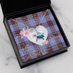 Sea Turtle Necklace Gift for My Beautiful Girlfriend Valentines Necklace Clan Rutherford Tartan Blue Turtle Necklace