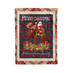Personalized Gift Plaid Tartan Blanket Clan Fotheringham With Moose Lover Xmas Gift Santa Riding Christmas Fleece Blanket