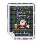 Personalized Gift Tartan Plaid Blanket Clan Cameron of Erracht Ancient With Funny Santa Snowman Reindeer Merry Christmas Gift Sherpa Blanket, blue plaid sherpa blanket,blue tartan sherpa blanket,Buchan,buffalo plaid sherpa blanket,christmas sherpa blanket,Christmas Throw Blanket