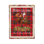 Personalized Gift Plaid Tartan Blanket Clan MacKillop With Moose Lover Xmas Gift Santa Riding Christmas Fleece Blanket