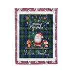 Personalized Gift Tartan Plaid Blanket Clan Forbes Ancient With Funny Santa Snowman Reindeer Merry Christmas Fleece Blanket, Christmas Blanket, Plaid Blanket, Tartan Blanket,Scottish Blanket