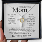 To My Loving Mom Necklace You're The World Necklace Gift For Mom From Son, Mother's Day Cross Necklace