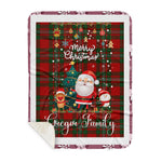 Personalized Gift Tartan Plaid Blanket Clan Gregor With Funny Santa Snowman Reindeer Merry Christmas Gift Sherpa Blanket, blue plaid sherpa blanket,blue tartan sherpa blanket,Buchan,buffalo plaid sherpa blanket,christmas sherpa blanket,Christmas Throw Blanket
