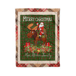 Personalized Gift Plaid Tartan Blanket Clan MacAlister of Glenbarr Hunting With Moose Lover Xmas Gift Santa Riding Christmas Fleece Blanket