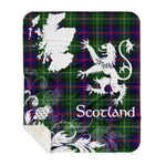 Sherpa Blanket - Tartan Blanket Thistle and Lion Scottish Clan Malcolm Plaid Blanket, plaid sherpa blanket queen,purple sherpa blanket,queen sherpa blanket,queen size sherpa blanket,red sherpa blanket,scottish tartan blankets,sherpa blanket,sherpa christmas blanket