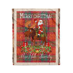 Personalized Gift Plaid Tartan Blanket Clan MacNab Ancient With Moose Lover Xmas Gift Santa Riding Christmas Fleece Blanket