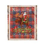 Personalized Gift Plaid Tartan Blanket Clan Hamilton Ancient With Moose Lover Xmas Gift Santa Riding Christmas Fleece Blanket