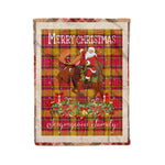 Personalized Gift Plaid Tartan Blanket Clan Scrymgeour With Moose Lover Xmas Gift Santa Riding Christmas Fleece Blanket