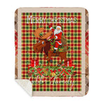Personalized Gift Plaid Tartan Blanket Clan Gibbs With Moose Lover Xmas Gift Santa Riding Buffalo Plaid Christmas Sherpa Blanket
