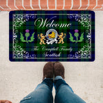 Doormat - Welcome Mat Scottish Clan Badge Campbell Tartan Door Mat, Plaid Doormat With Thistle and Two Lion Scottish