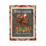 Personalized Gift Plaid Tartan Blanket Clan Haig Gray With Moose Lover Xmas Gift Santa Riding Christmas Fleece Blanket
