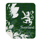 Sherpa Blanket - Tartan Blanket Thistle and Lion Scottish Clan Agnew Hunting Plaid Blanket, plaid sherpa blanket queen,purple sherpa blanket,queen sherpa blanket,queen size sherpa blanket,red sherpa blanket,scottish tartan blankets,sherpa blanket,sherpa christmas blanket