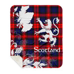 Sherpa Blanket - Tartan Blanket Thistle and Lion Scottish Clan MacLachlan Plaid Blanket, plaid sherpa blanket queen,purple sherpa blanket,queen sherpa blanket,queen size sherpa blanket,red sherpa blanket,scottish tartan blankets,sherpa blanket,sherpa christmas blanket