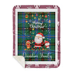 Personalized Gift Tartan Plaid Blanket Clan Davidson Ancient With Funny Santa Snowman Reindeer Merry Christmas Gift Sherpa Blanket, blue plaid sherpa blanket,blue tartan sherpa blanket,Buchan,buffalo plaid sherpa blanket,christmas sherpa blanket,Christmas Throw Blanket