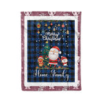 Personalized Gift Tartan Plaid Blanket Clan Home Hume With Funny Santa Snowman Reindeer Merry Christmas Fleece Blanket, Christmas Blanket, Plaid Blanket, Tartan Blanket,Scottish Blanket