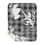 Sherpa Blanket - Tartan Blanket Thistle and Lion Scottish Clan Glendinning Plaid Blanket, plaid sherpa blanket queen,purple sherpa blanket,queen sherpa blanket,queen size sherpa blanket,red sherpa blanket,scottish tartan blankets,sherpa blanket,sherpa christmas blanket