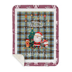 Personalized Gift Tartan Plaid Blanket Clan Bell With Funny Santa Snowman Reindeer Merry Christmas Gift Sherpa Blanket, blue plaid sherpa blanket,blue tartan sherpa blanket,Buchan,buffalo plaid sherpa blanket,christmas sherpa blanket,Christmas Throw Blanket