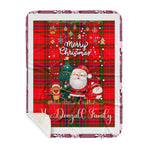 Personalized Gift Tartan Plaid Blanket Clan MacDougall With Funny Santa Snowman Reindeer Merry Christmas Gift Sherpa Blanket, blue plaid sherpa blanket,blue tartan sherpa blanket,Buchan,buffalo plaid sherpa blanket,christmas sherpa blanket,Christmas Throw Blanket