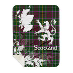 Sherpa Blanket - Tartan Blanket Thistle and Lion Scottish Clan Crosbie Plaid Blanket, plaid sherpa blanket queen,purple sherpa blanket,queen sherpa blanket,queen size sherpa blanket,red sherpa blanket,scottish tartan blankets,sherpa blanket,sherpa christmas blanket