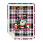 Personalized Gift Tartan Plaid Blanket Clan MacPherson Hunting Modern With Funny Santa Snowman Reindeer Merry Christmas Gift Sherpa Blanket, blue plaid sherpa blanket,blue tartan sherpa blanket,Buchan,buffalo plaid sherpa blanket,christmas sherpa blanket,Christmas Throw Blanket